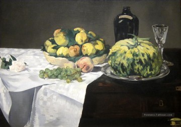 Édouard Manet œuvres - Nature morte au melon et aux pêches Édouard Manet
